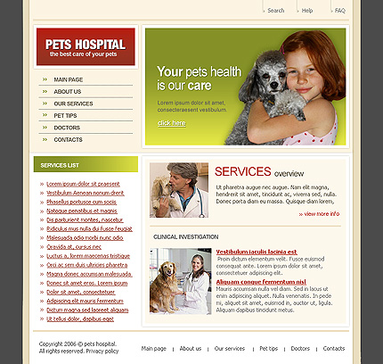 pets&nbsp;site template