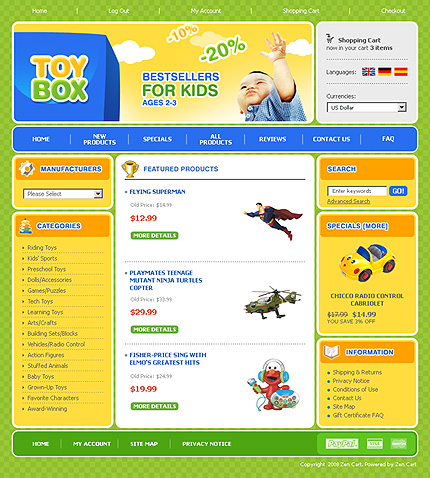 Template #12998, Zen-cart Main Page Preview
