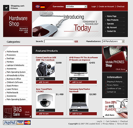 online site template