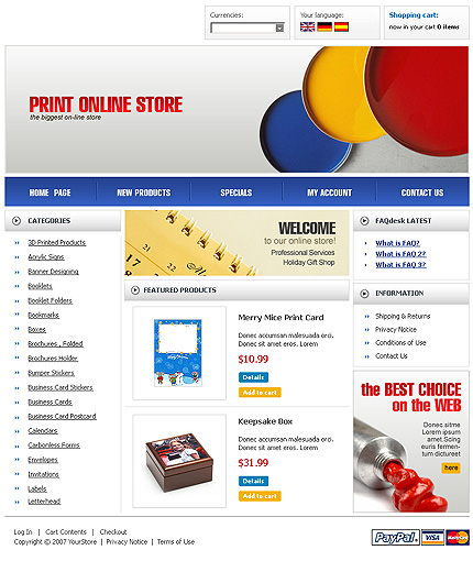 printing site template