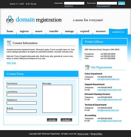 domain&nbsp;site template