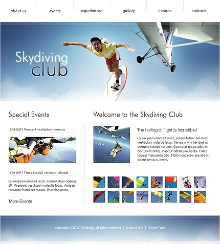 Skydiving Club Website Template