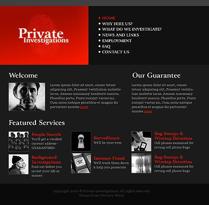 Private Investigations Website Template