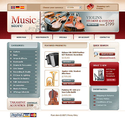 Template #16444, Oscommerce Main Page  Preview