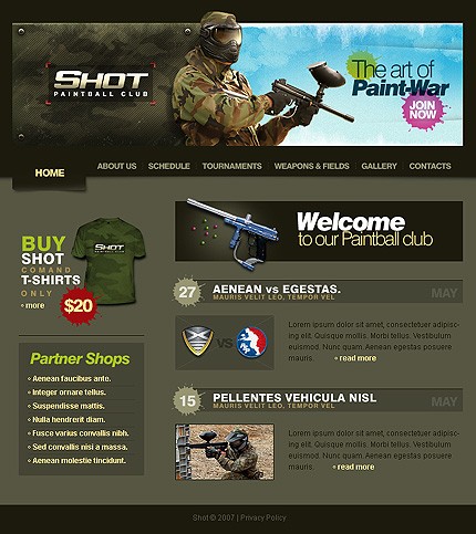 Paintball Club Website Template