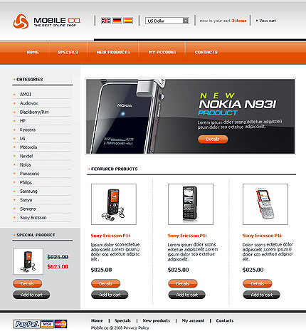 mobile site template