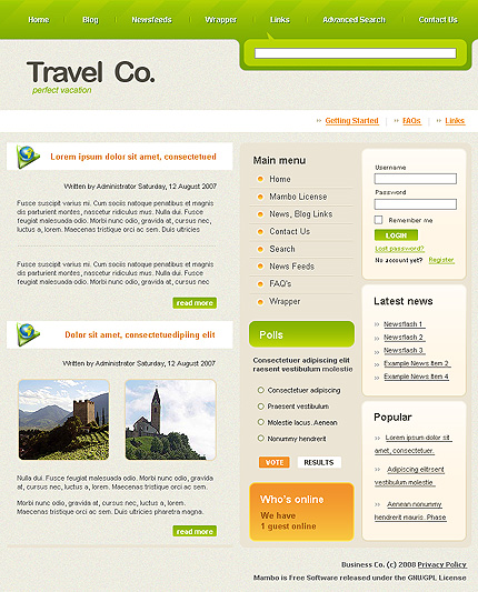 travel site template