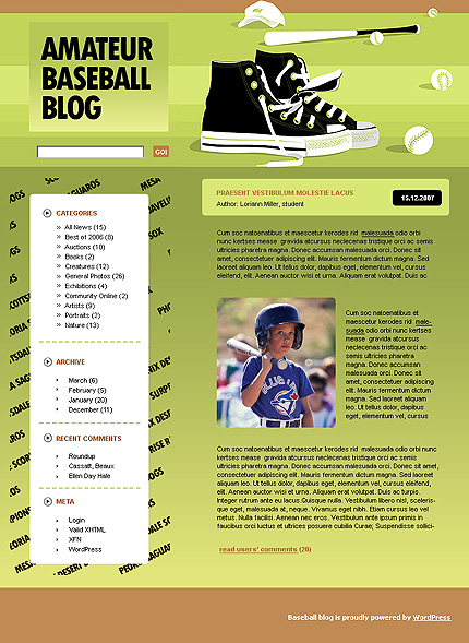 Amateur Baseball WordPress Theme