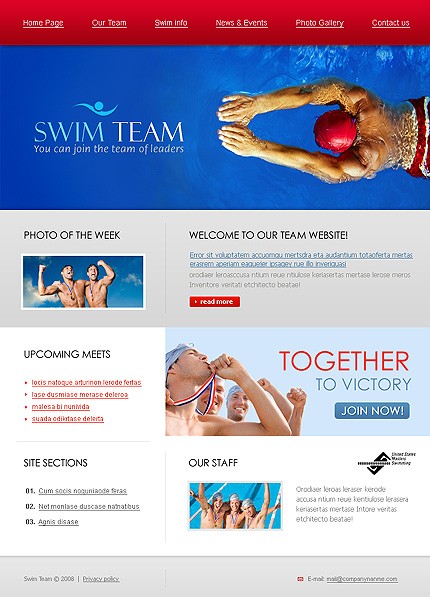 Swim Team Website Template