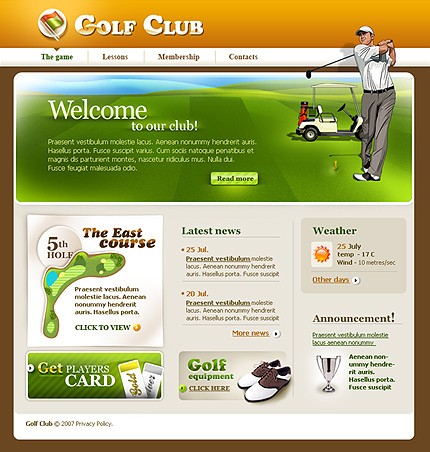 Golf Club Website Template