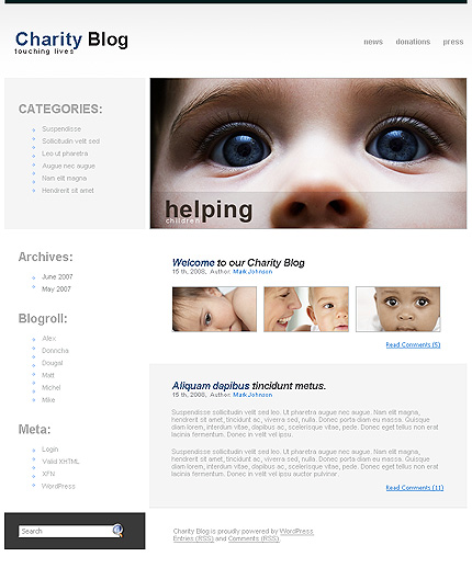 charity wordpress theme, premium wordpress template