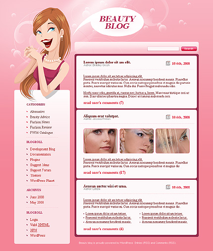 beauty wordpress theme, fashion blog theme, wordpress template monster theme