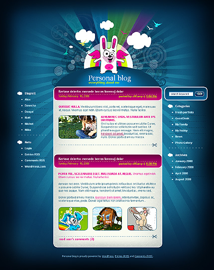 premium wordpress template, personal wordpress blog theme