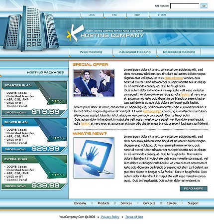 Template #1977, Photoshop Content Page Screenshot