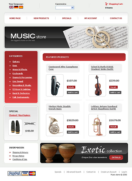 Template #19213, Oscommerce Main Page  Preview