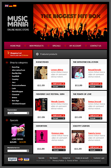 Template #19413, Oscommerce Main Page  Preview