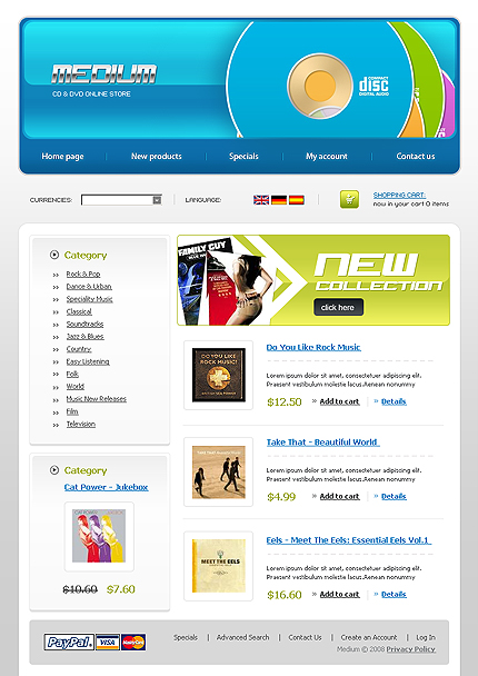 CD & DVD Store osCommerce Template