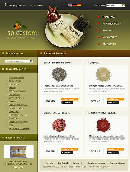 Spice Store osCommerce Template