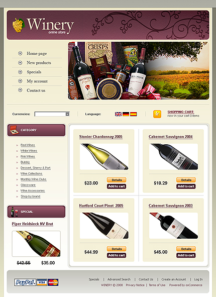 Wine Store osCommerce Template