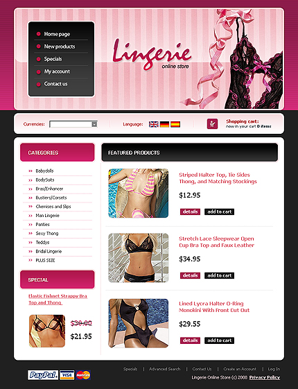 Lingerie Store osCommerce Template