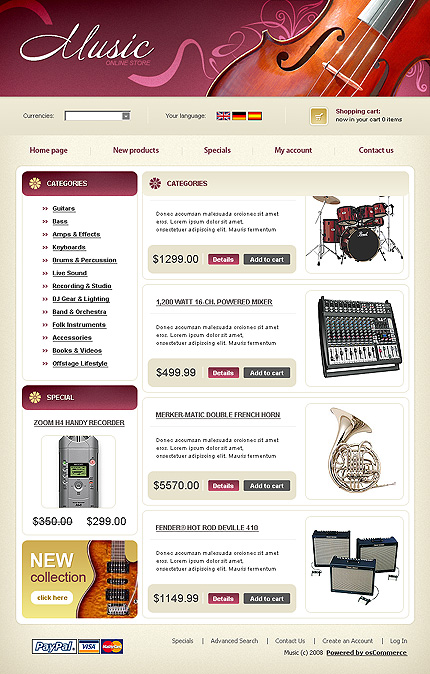 Template #20022, Oscommerce Main Page  Preview