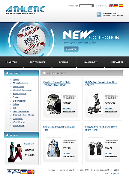 Sports Store osCommerce Template