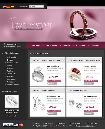 Jewelry Store osCommerce Template