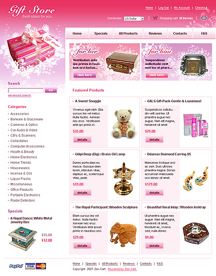 Gift Store Zen Cart Template