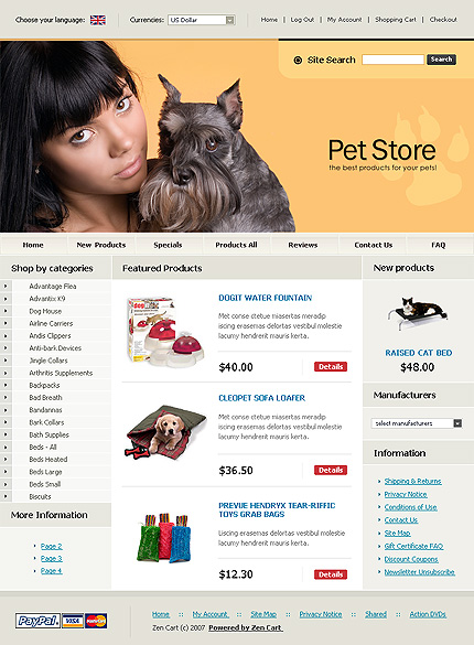 Pet Store Zen Cart Template