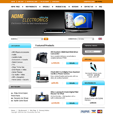 Electronics Store Zen Cart Template