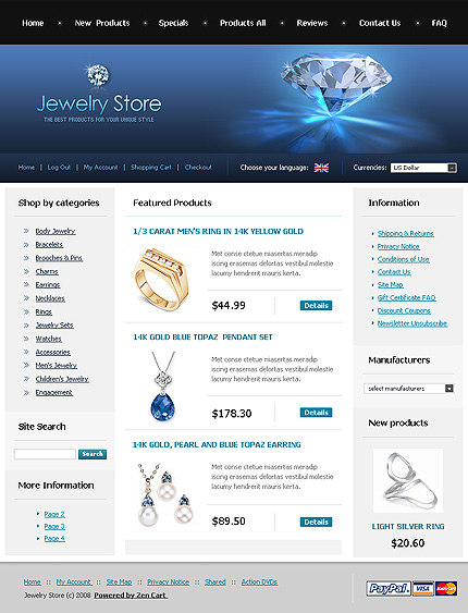 Jewelry Store Zen Cart Template