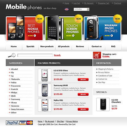 Mobile Store Zen Cart Template