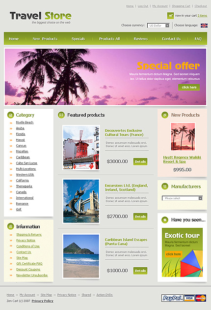 Travel Store Zen Cart Template