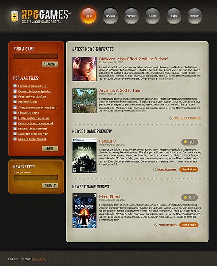 RPG Games Website Template