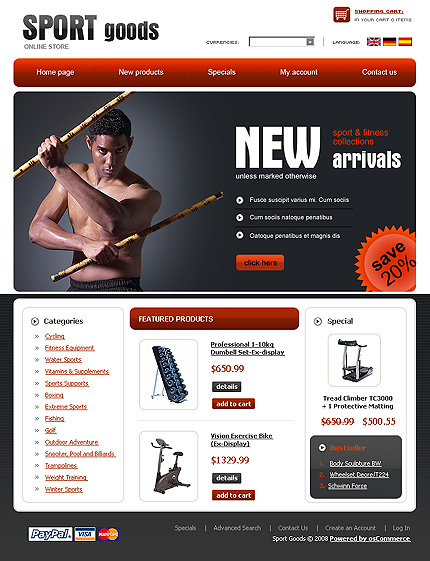 Sports Store osCommerce Template