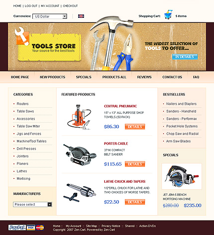Tools Store Zen Cart Template