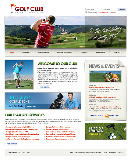 Golf Club Website Template