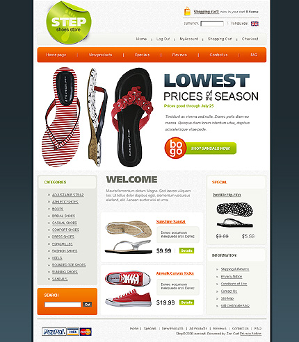 Shoes Store Zen Cart Template