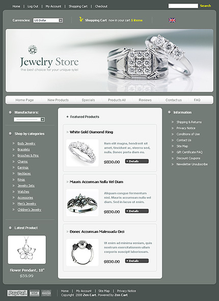 Jewelry Store Zen Cart Template