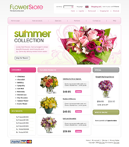 Flower Store Zen Cart Template