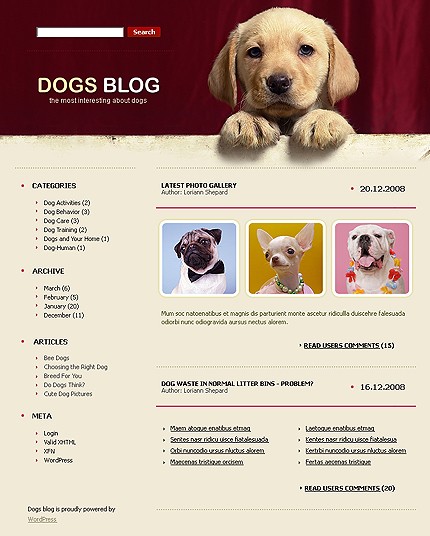 Dogs Blog WordPress Theme