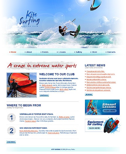 Surfing Club Website Template