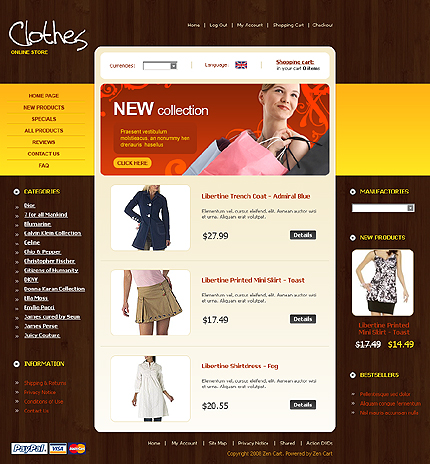Clothes Store Zen Cart Template