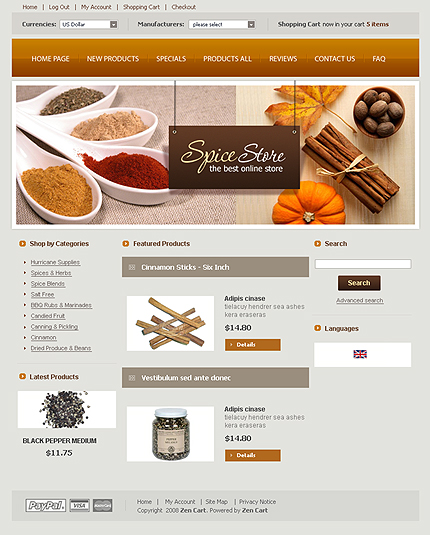 Spice Store Zen Cart Template