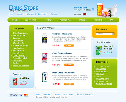 Drug Store Zen Cart Template