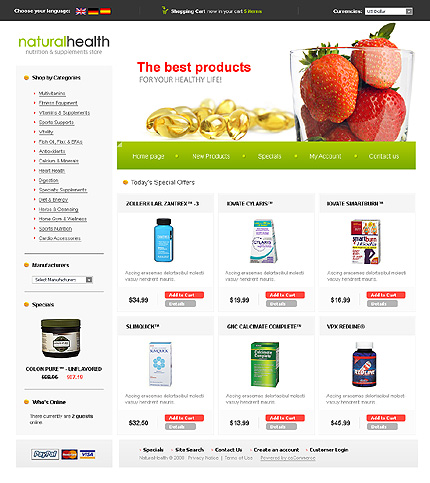 Nutrition & Supplements Store osCommerce Template