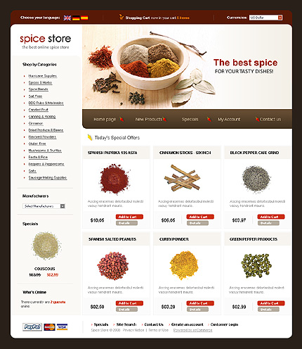 Spice Store osCommerce Template