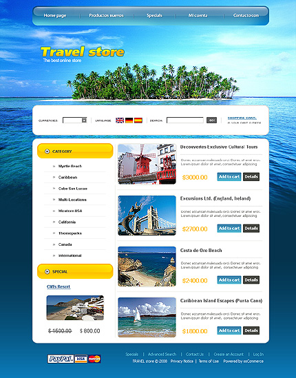 Travel Store osCommerce Template