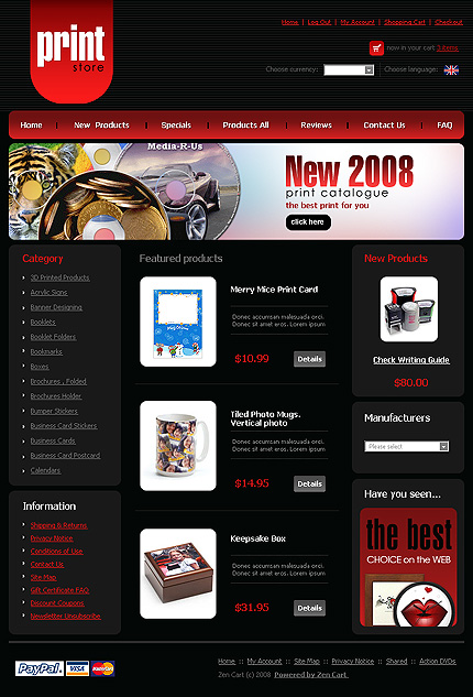 Print Store Zen Cart Template