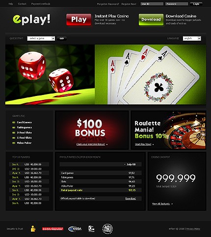 Instant Play Casino Website Template